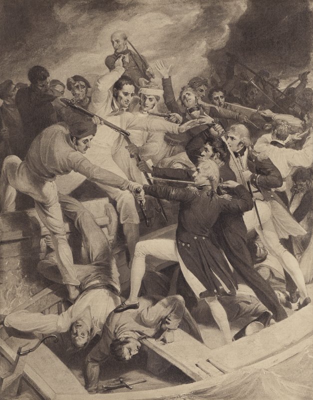 3-जुलाई 1797 को एक स्पेनिश लॉन्च के साथ रियर-एडमिरल नेल्सन संघर्ष द्वारा वेस्टाल के बाद रिचर्ड