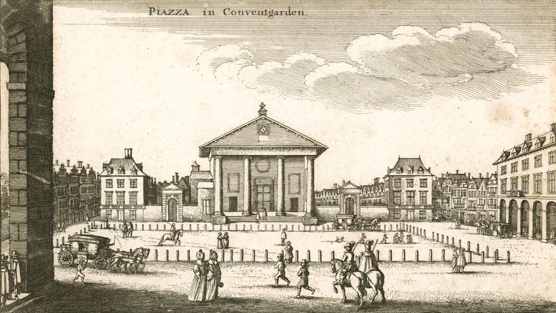 पियाज़ा, कोवेंट गार्डन, लंदन (उत्कीर्णन) द्वारा Wenceslaus Hollar
